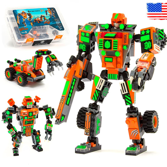 JITTERYGIT mech robot soldier bricks glow for nighttime play and STEM discovery.