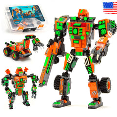 JITTERYGIT mech robot soldier bricks glow for nighttime play and STEM discovery.