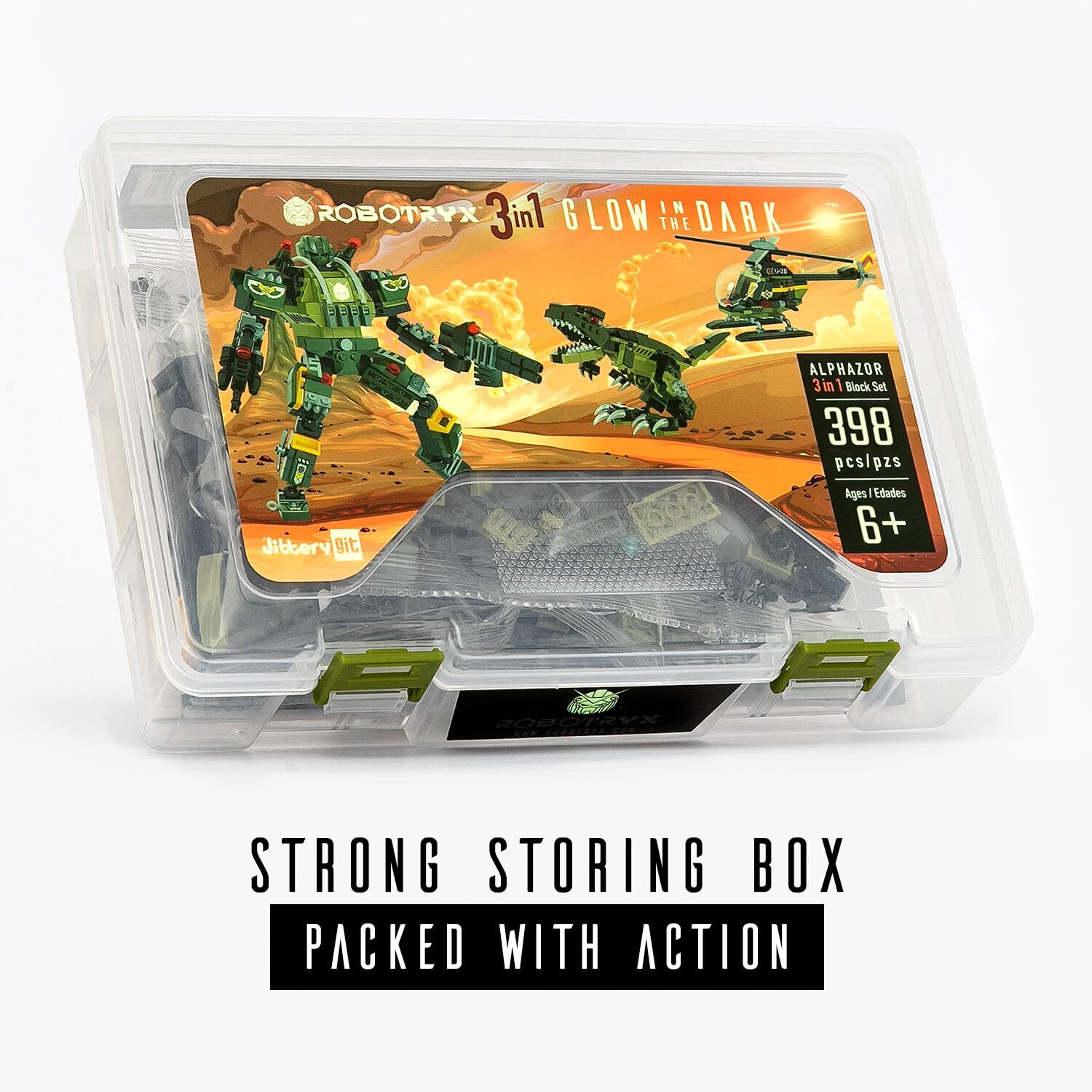 JITTERYGIT Robotryx carry-case supports travel-friendly, gift-ready play.