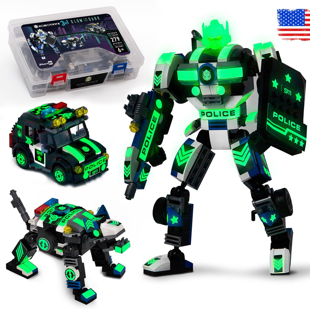 JitteryGit Robotryx mech glow figure pieces enable imaginative play and STEM exploration.
