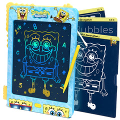 JITTERYGIT SpongeBob LCD Doodle Tablet front view for travel-friendly learning.