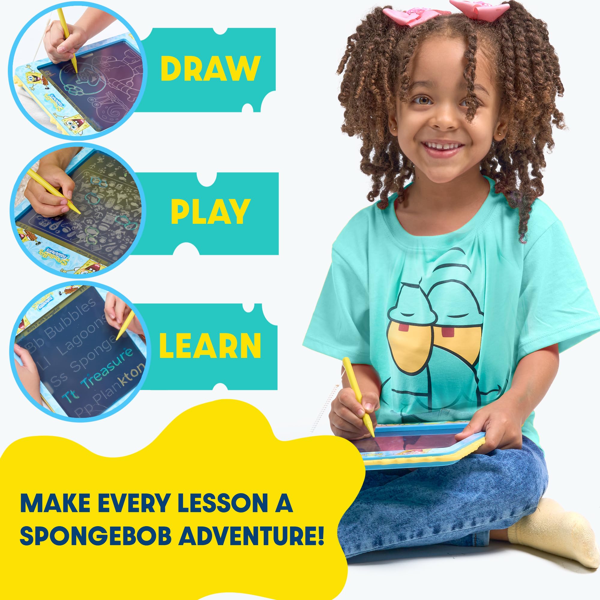 JITTERYGIT SpongeBob LCD Doodle Tablet stylus; easy-grip for small hands.