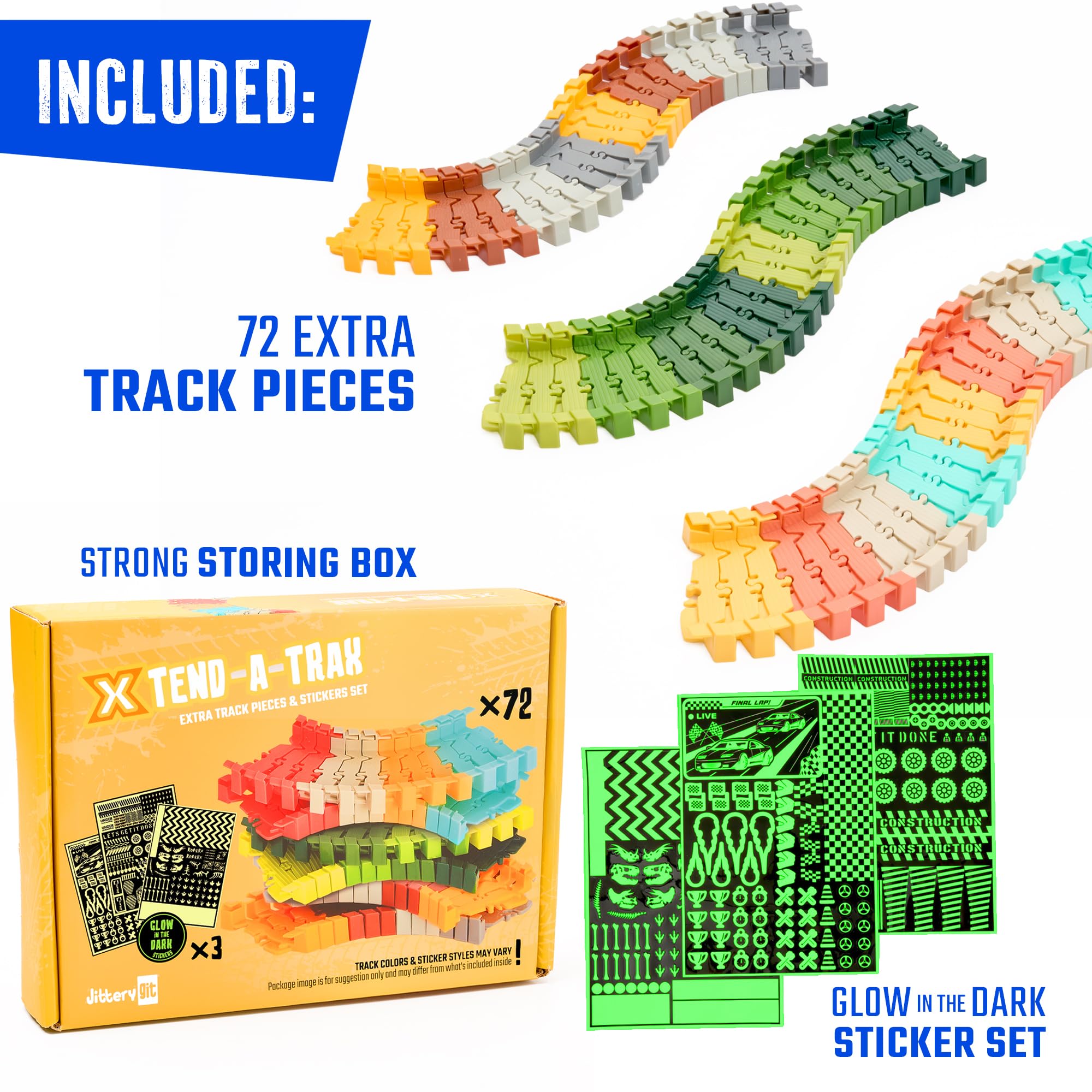 JITTERYGIT themed sets integration enables larger racetrack adventures.