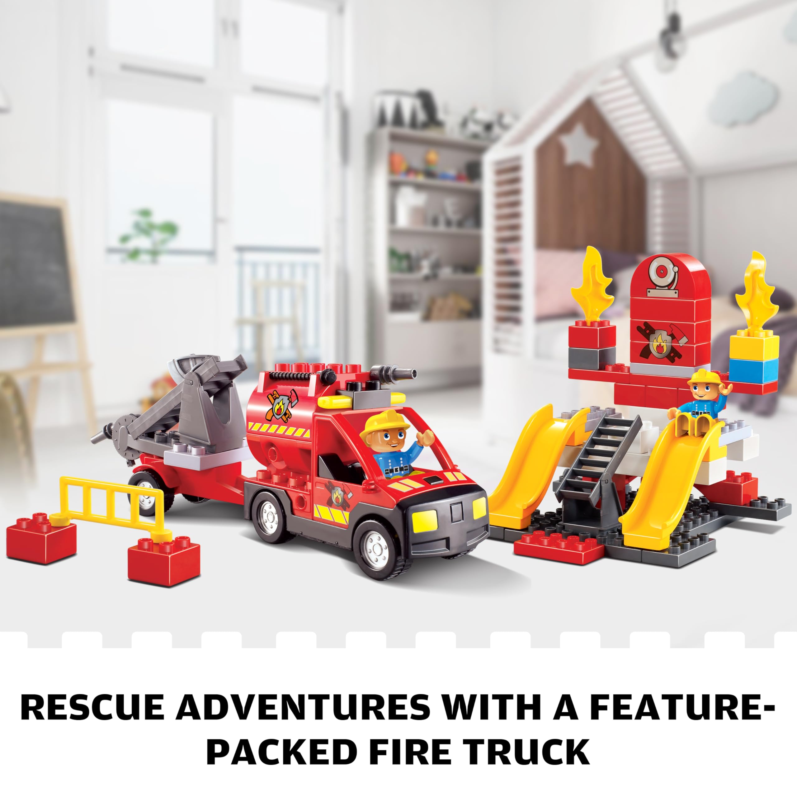 JIXIN Fire Station Playset auto-drive engine demonstrates autonomous motion