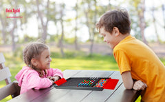 Two players trade clues while guessing the secret color code