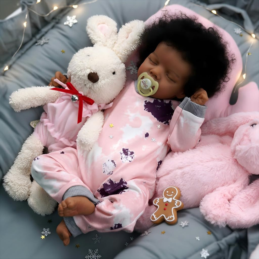 JIZHI lifelike reborn doll with soft body and curly hair for cuddles and posing.