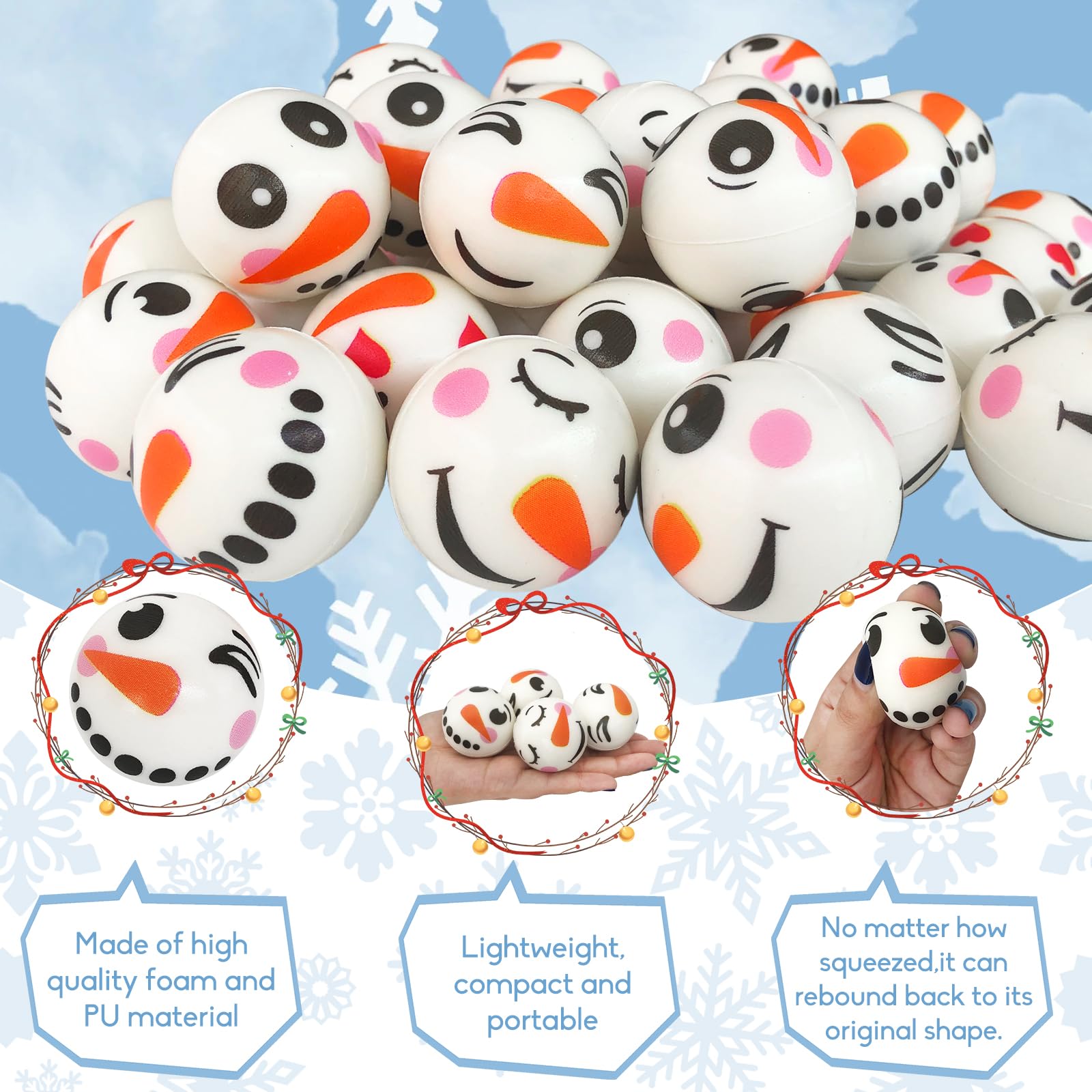 Jizvxe soft foam snowballs, durable and lightweight for repeated squeezing.