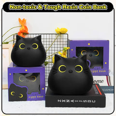 JIZWPOOM sleek black cat money box, decorative and practical.