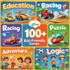 JJFUN handheld console featuring 100+ preloaded games for instant nostalgia