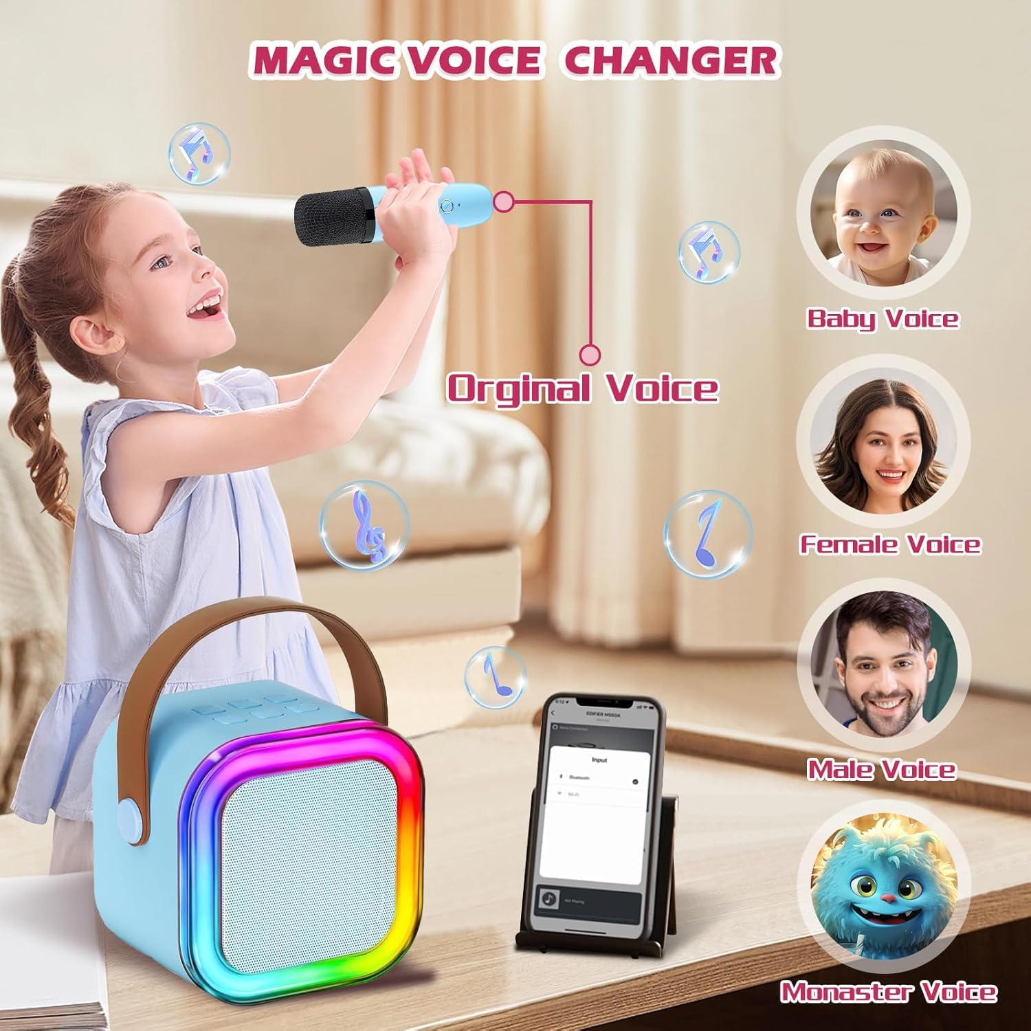 JJYEITUO portable karaoke with rechargeable battery for hours of fun.