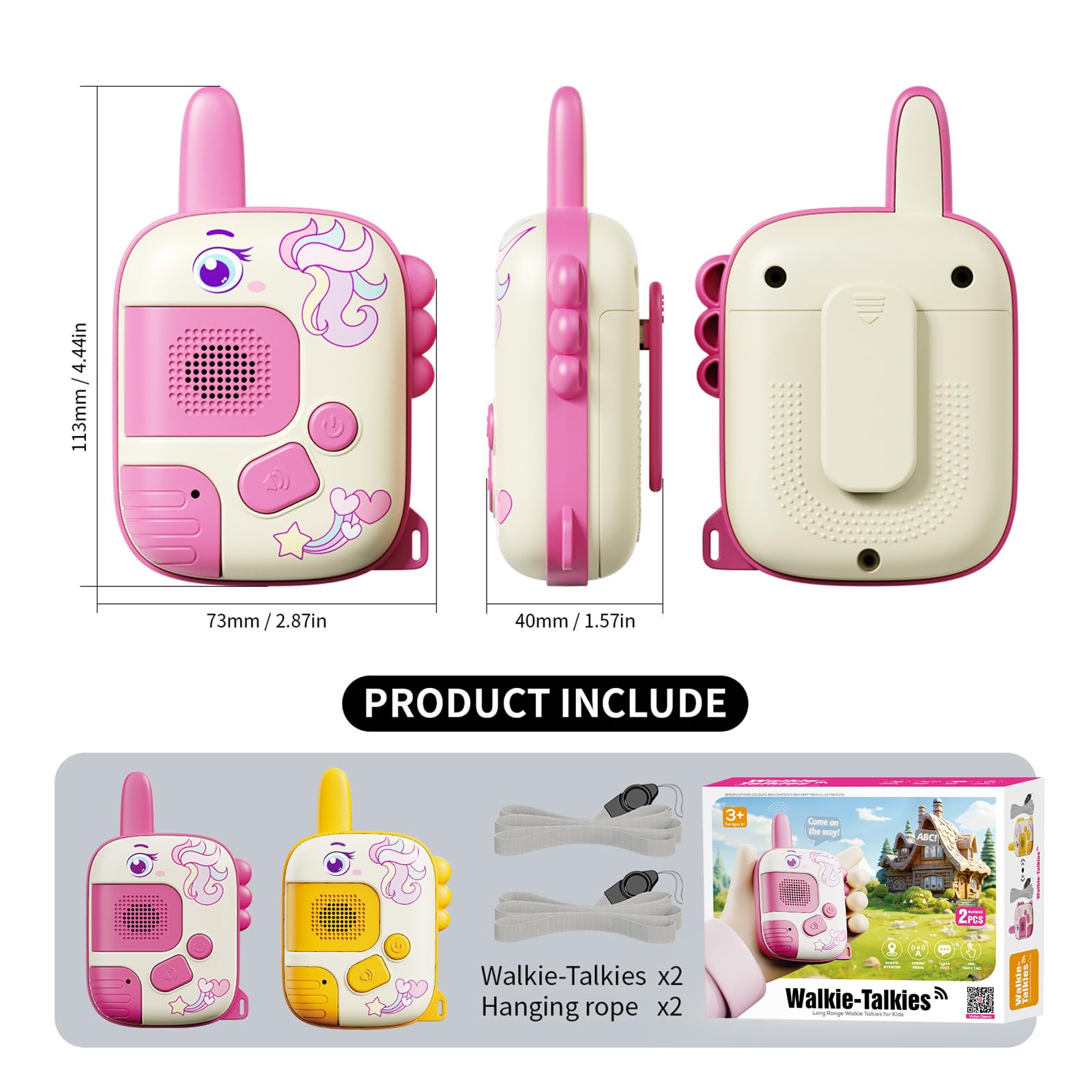 JKGIFTS Unicorn Walkie Talkies durable construction for sturdy play.