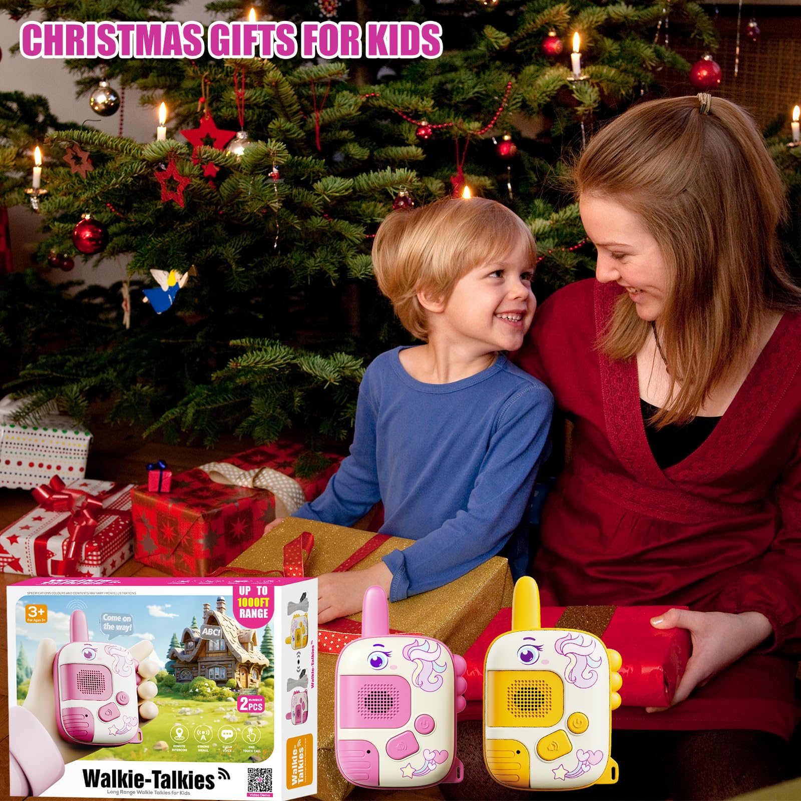 JKGIFTS Unicorn Walkie Talkies gift-ready box for birthdays.