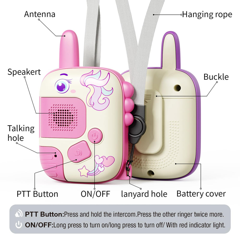 JKGIFTS Unicorn Walkie Talkies ideal for outdoor adventures and group games.
