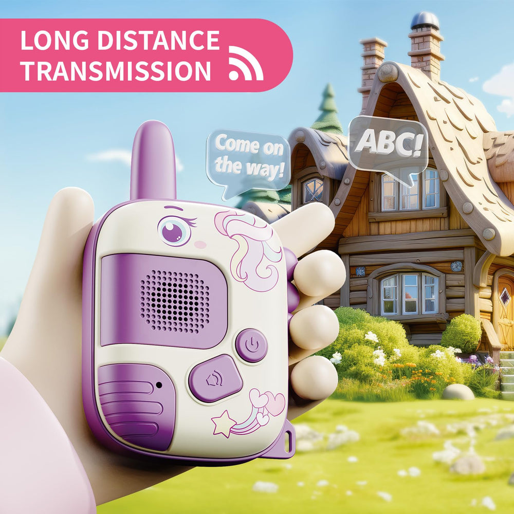 JKGIFTS Unicorn Walkie Talkies side angle showing compact, kid-friendly design.