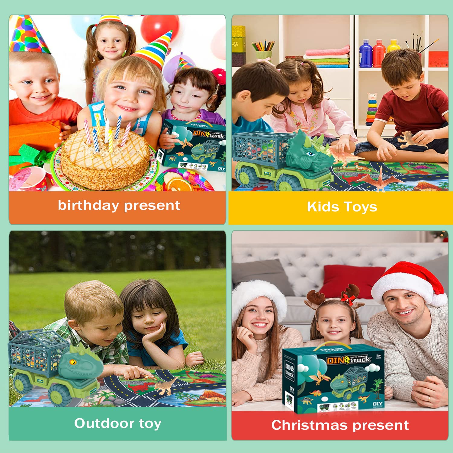 JKGIFTS Dinosaur Truck Toy foldable and portable play mat.
