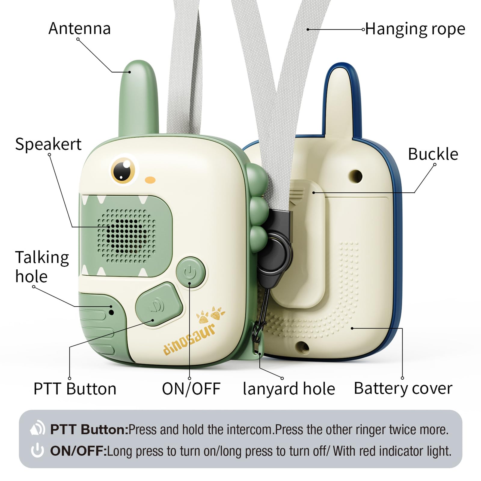 JKGIFTS rechargeable kids walkie talkies offer convenient power for long play sessions.