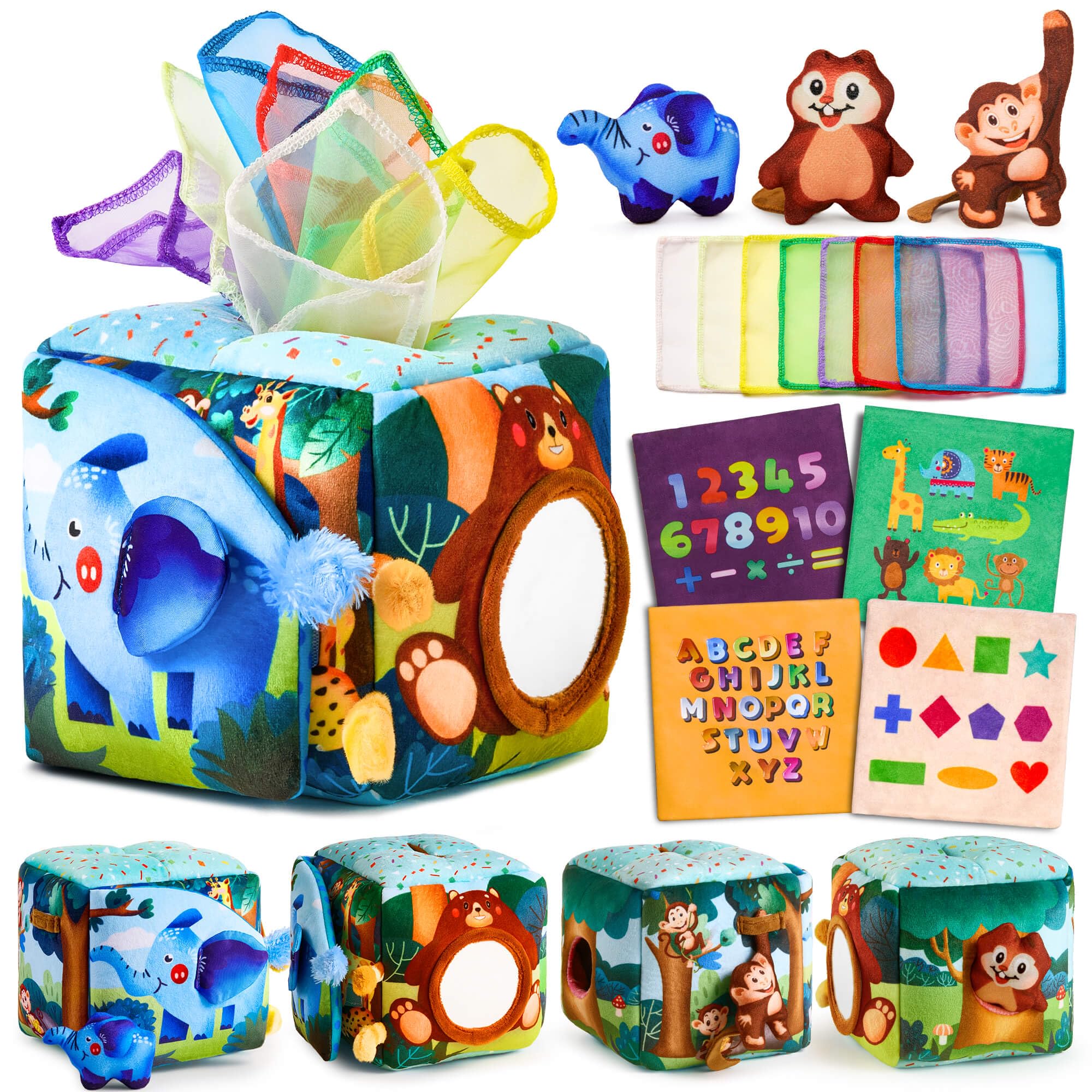 JKHEPL tissue box toy forest scene boosts exploration with color and texture.