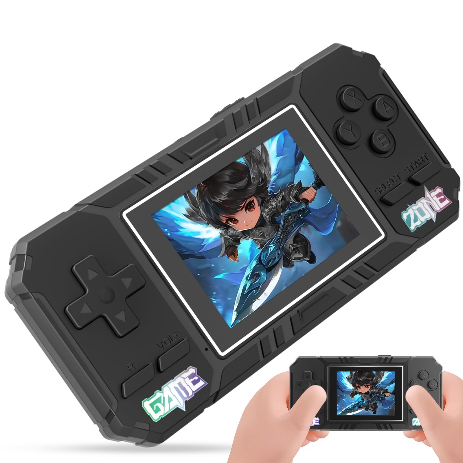 JKV handheld console front view showing compact retro arcade design for travel play