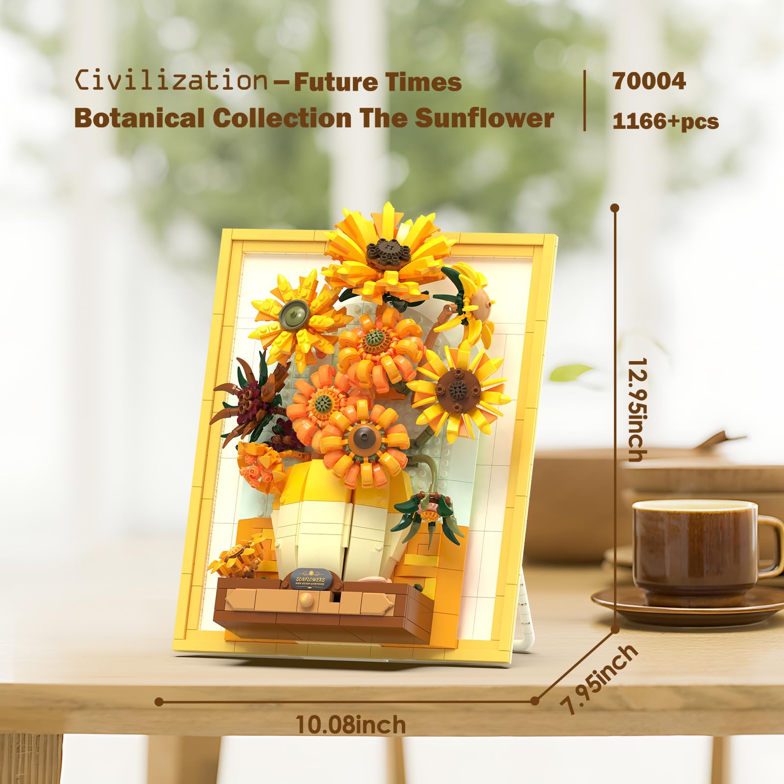 JMBricklayer 3D sunflower art frame adds depth to shelves.