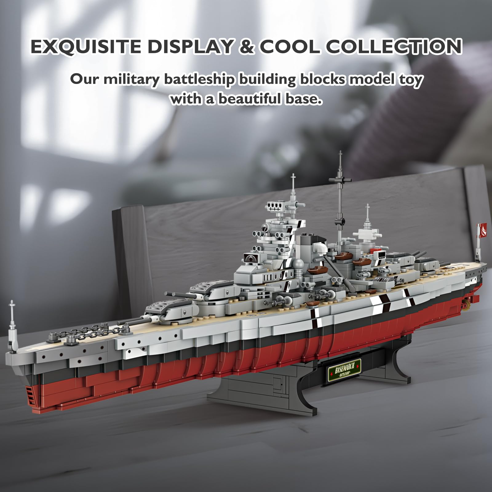 JMBricklayer Battleship lifeboats and propellers provide authentic maritime charm