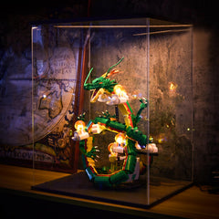 JMBricklayer Dragon display stand — showcases the model from dynamic angles