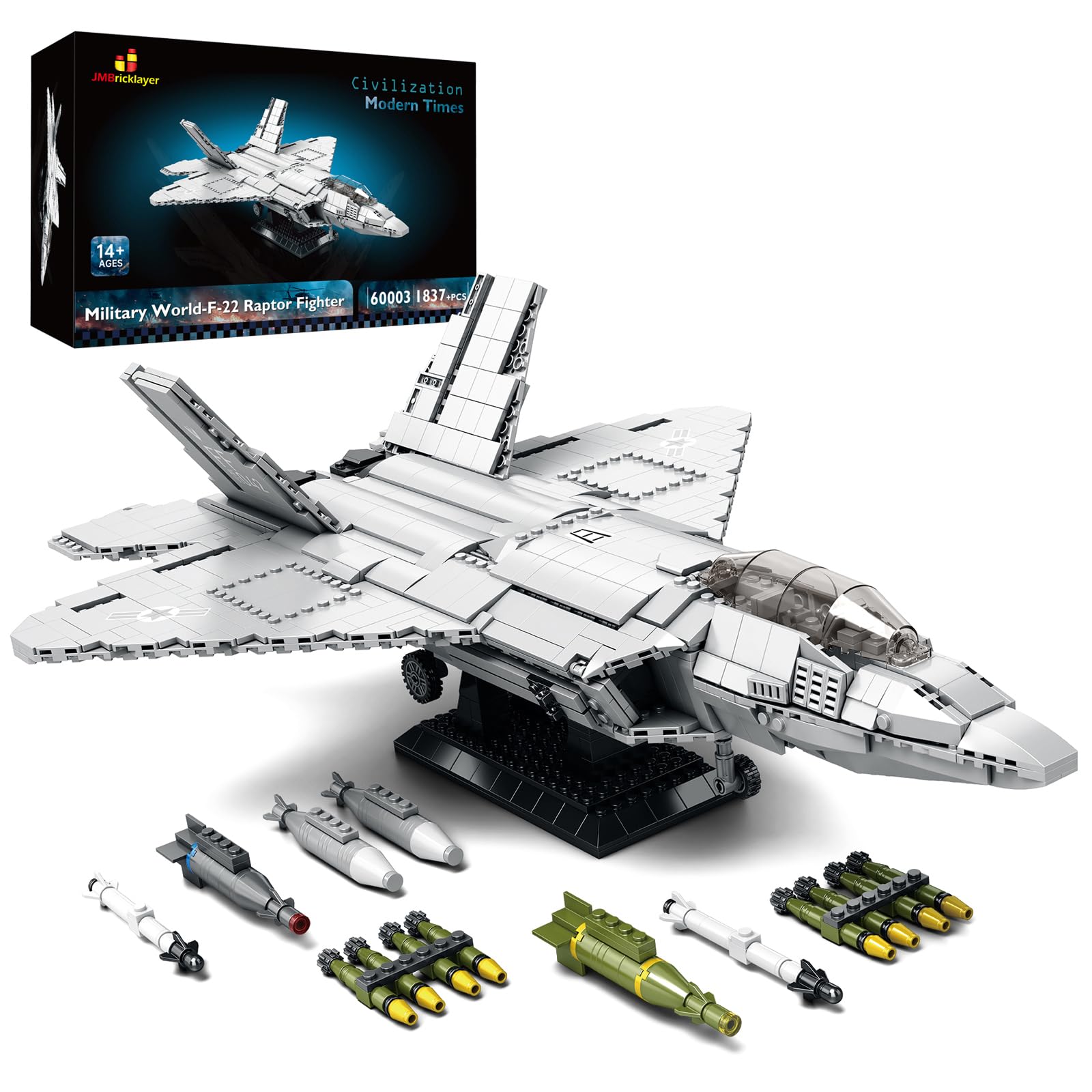 JMBricklayer F-22 Raptor assembly highlights precise parts for a durable display model.
