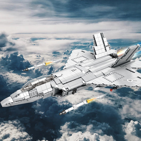 JMBricklayer F-22 Raptor base display ready for home or office showcase.