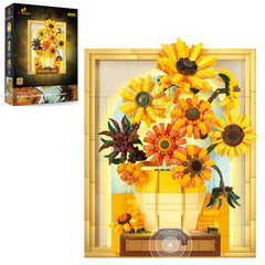 JMBricklayer Flowers Sunflower Building Set with lights glows as a cozy centerpiece.