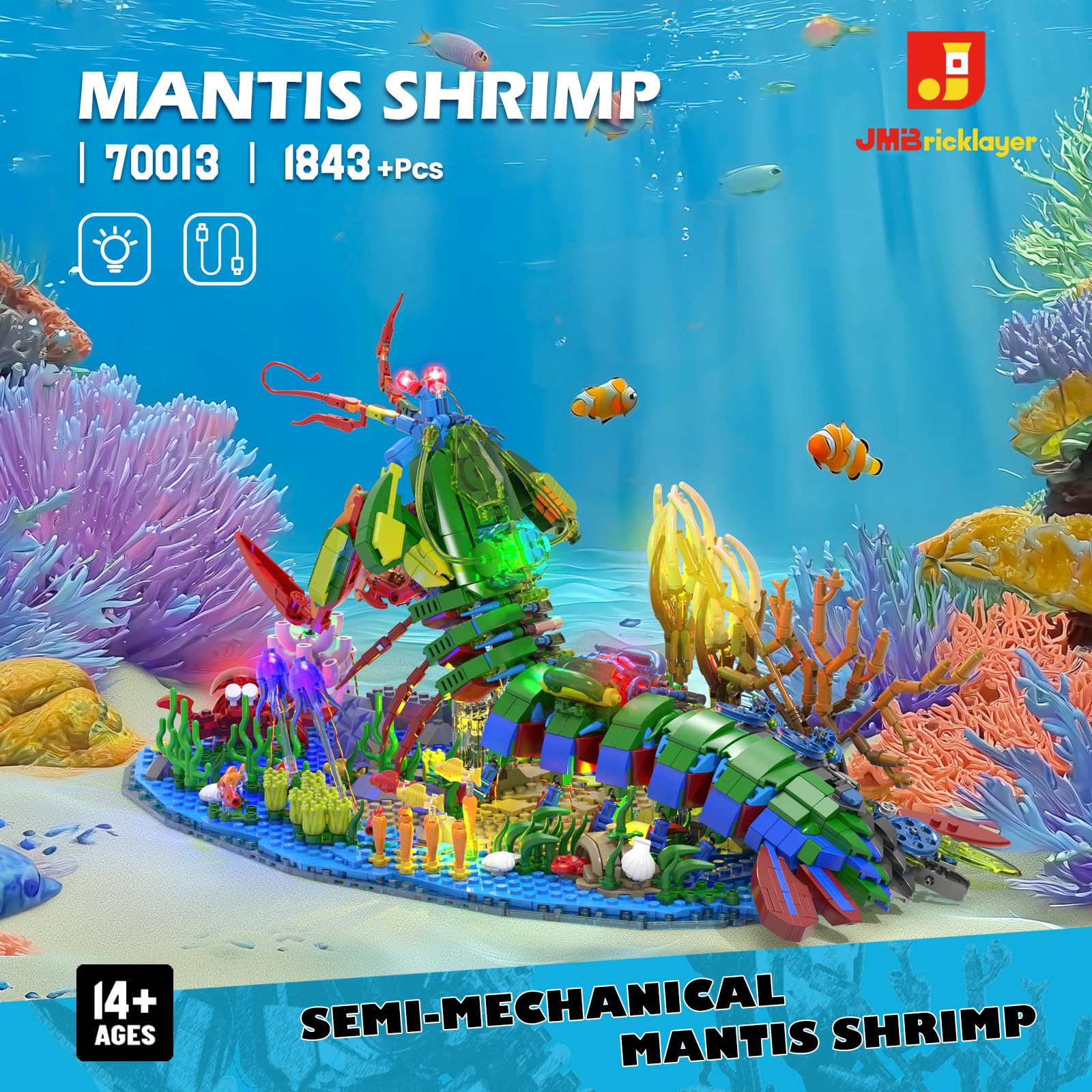 JMBricklayer Jellyfish and reef figures enhance the underwater diorama.
