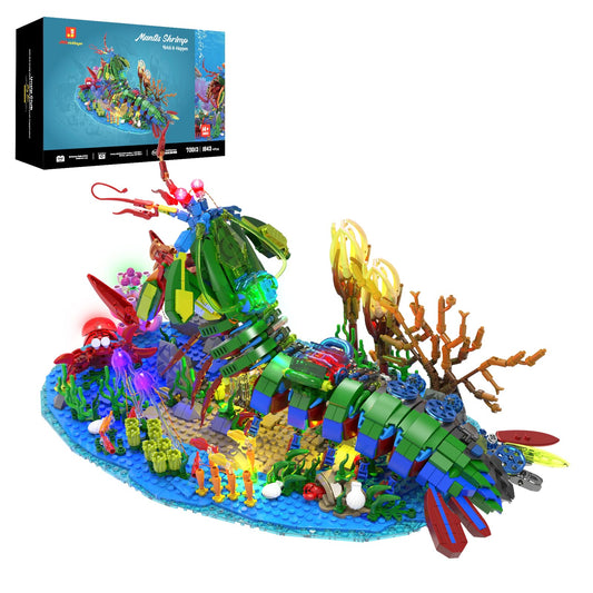 JMBricklayer Mantis Shrimp mechanical model with articulated limbs for dramatic display.