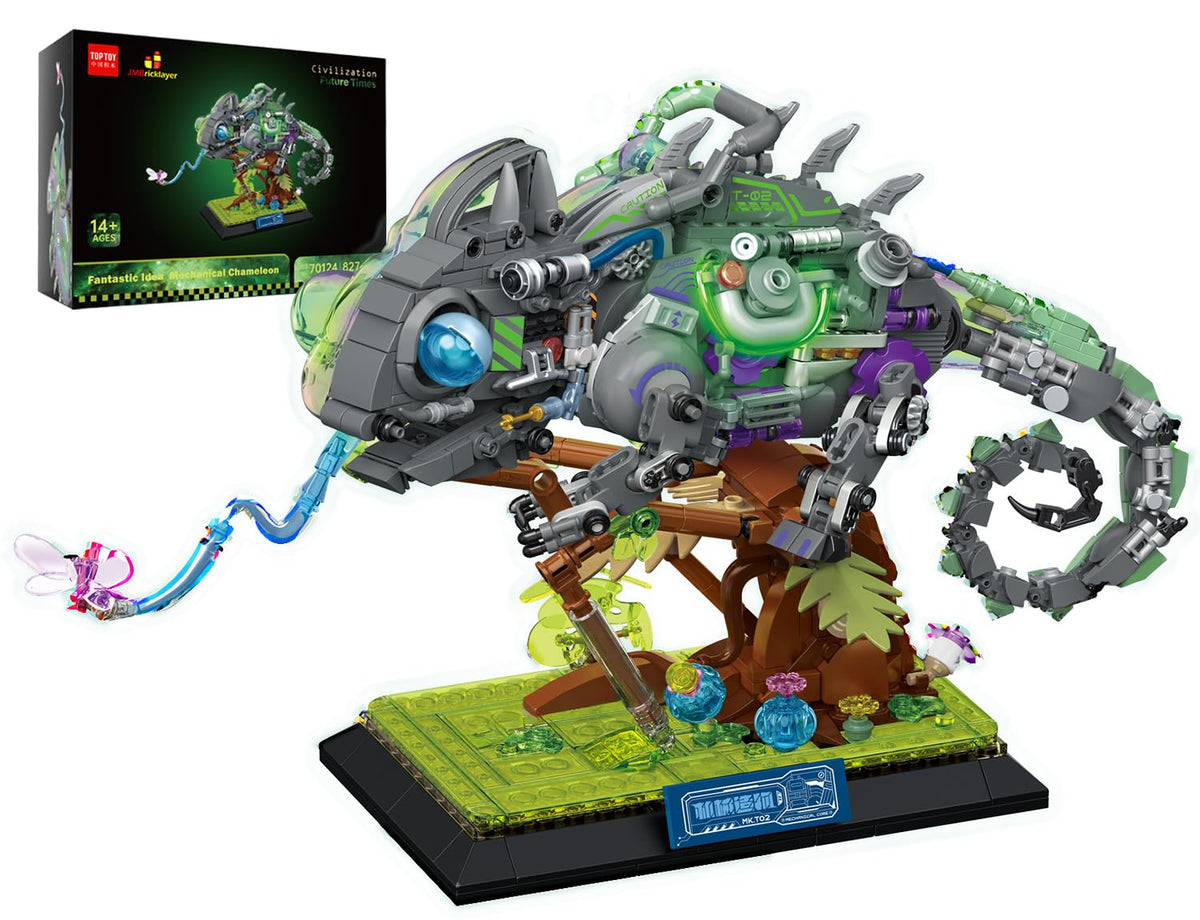 JMBricklayer mechanical chameleon shell and gears, ideal for desk display.