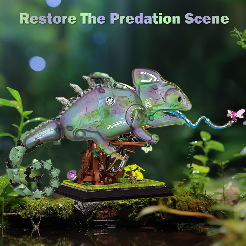 JMBricklayer chameleon tongue scene with butterflies shows dynamic motion.