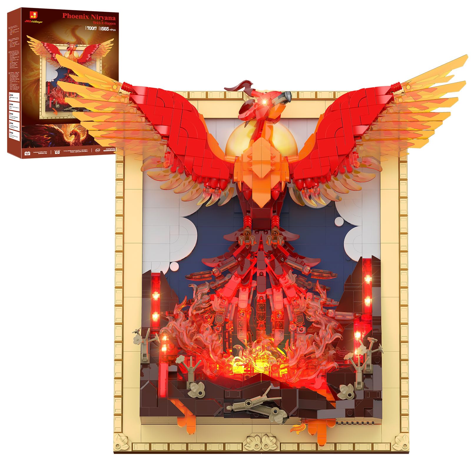 JMBricklayer Phoenix Nirvana LED eyes illuminate the phoenix for a striking display