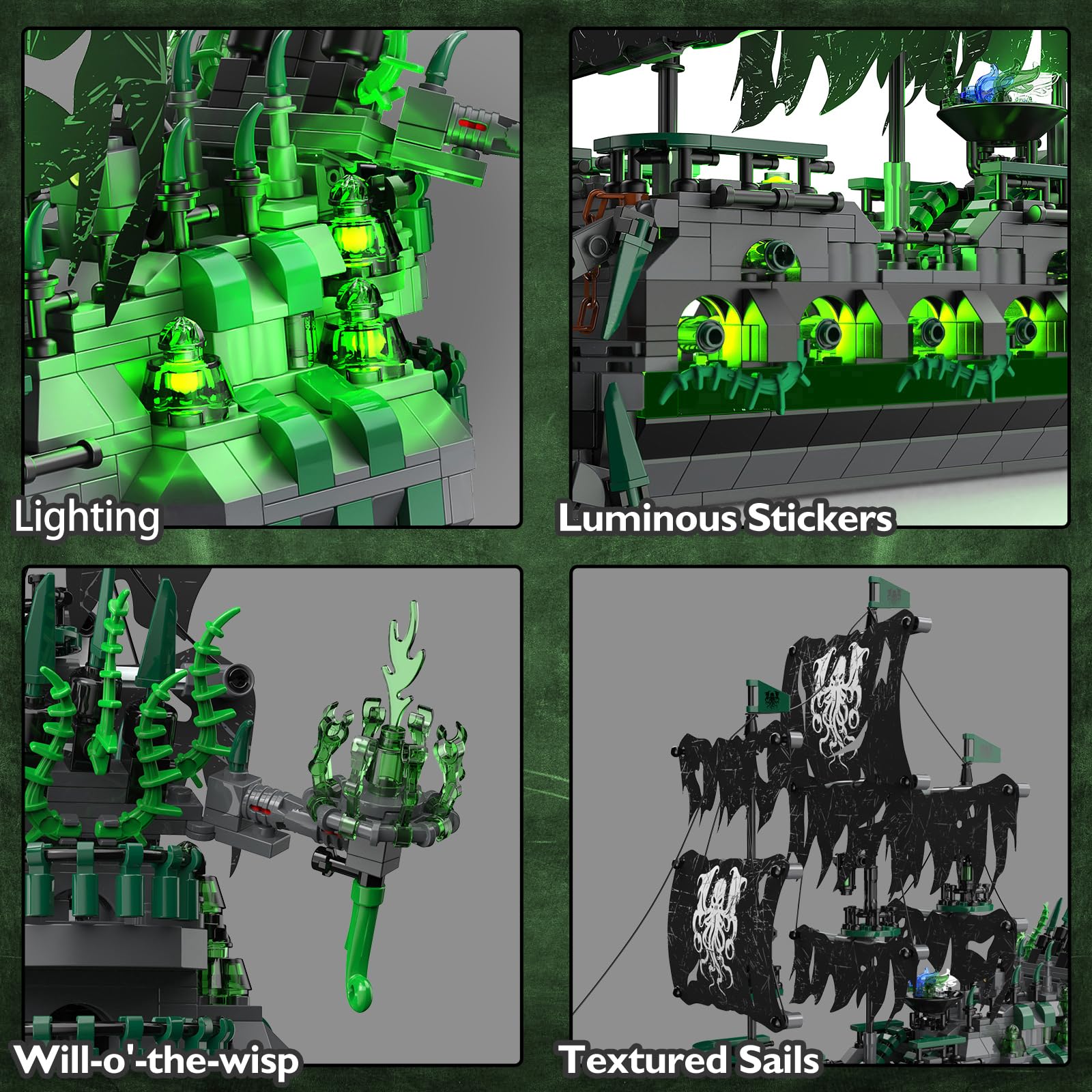 JMBricklayer collectible display piece highlights craftsmanship and unique lighting effects.