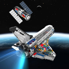 JMBricklayer Space Shuttle with movable hatch and solar panel for interactive play