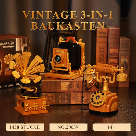 JMBricklayer telephone block set dial and handset; perfect vintage decor for office.