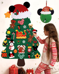 JMHACHY felt Christmas tree on wall adds festive charm.