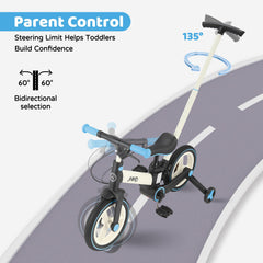 JMMD 6-in-1 toddler bike with 12-inch wheels for stable traction.