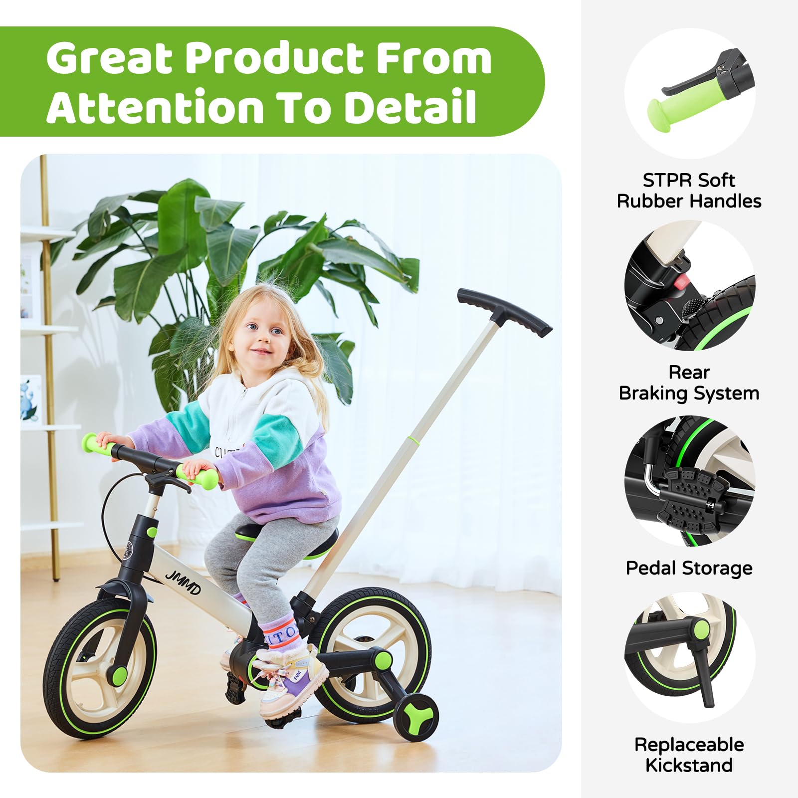 JMMD 6-in-1 toddler bike easy assembly for quick setup