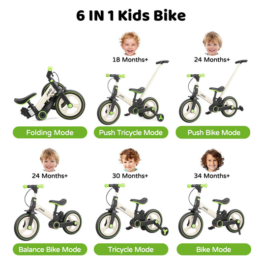 JMMD 6-in-1 toddler bike push handle adjustment for easy guiding