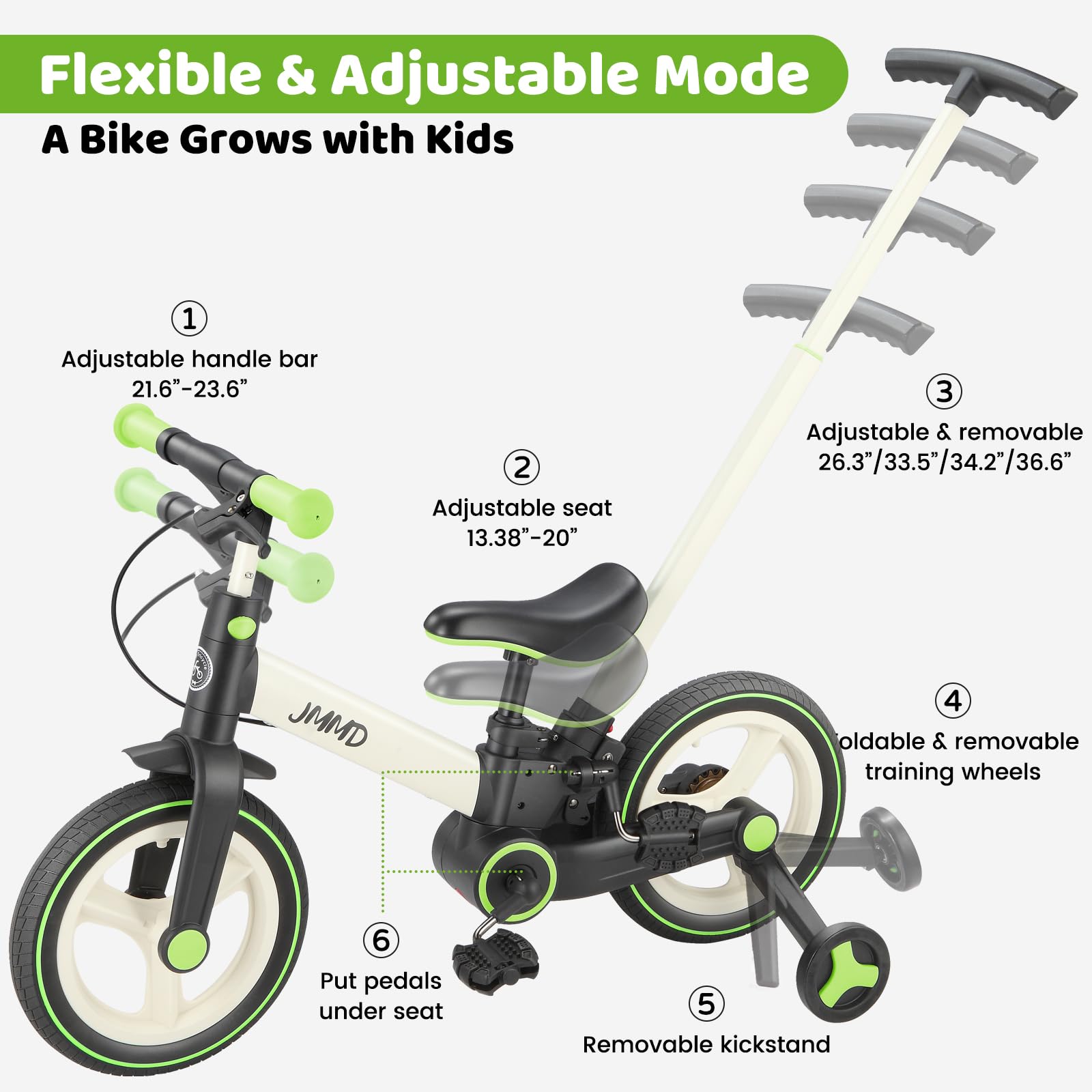 JMMD 6-in-1 toddler bike safety features for parental peace of mind