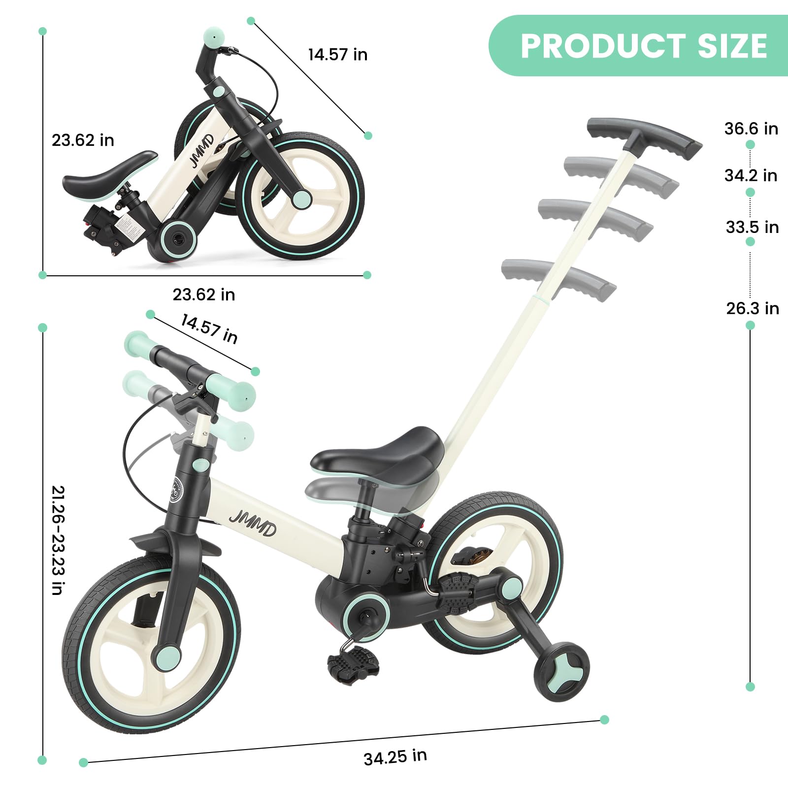 JMMD 6-in-1 foldable design simplifies car trips and storage.