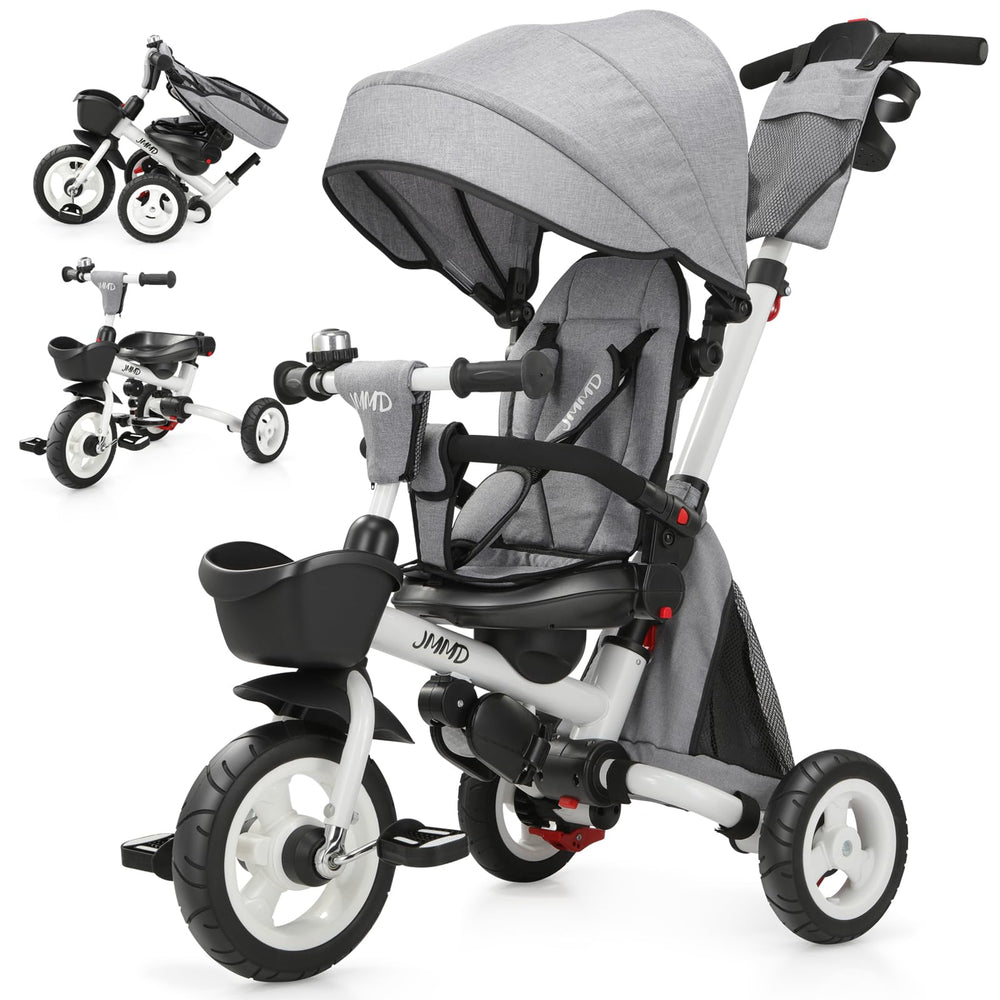 JMMD front view of folded tricycle showing compact storage benefit