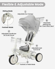 JMMD cushioned seat and five-point harness highlighting child comfort and safety