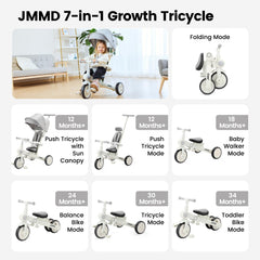 JMMD folded tricycle side profile demonstrating compact storage advantage
