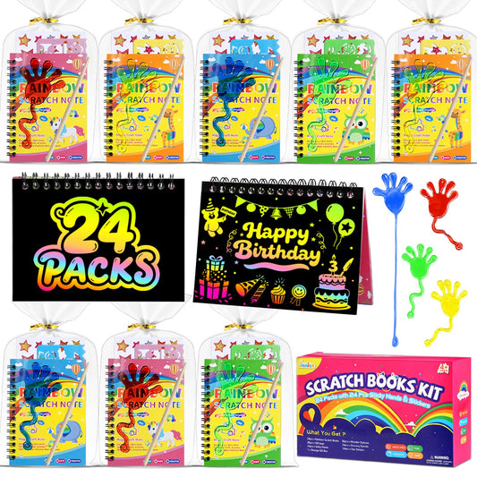 JMMICO scratch-art notebooks reveal rainbow colors for mess-free creativity.