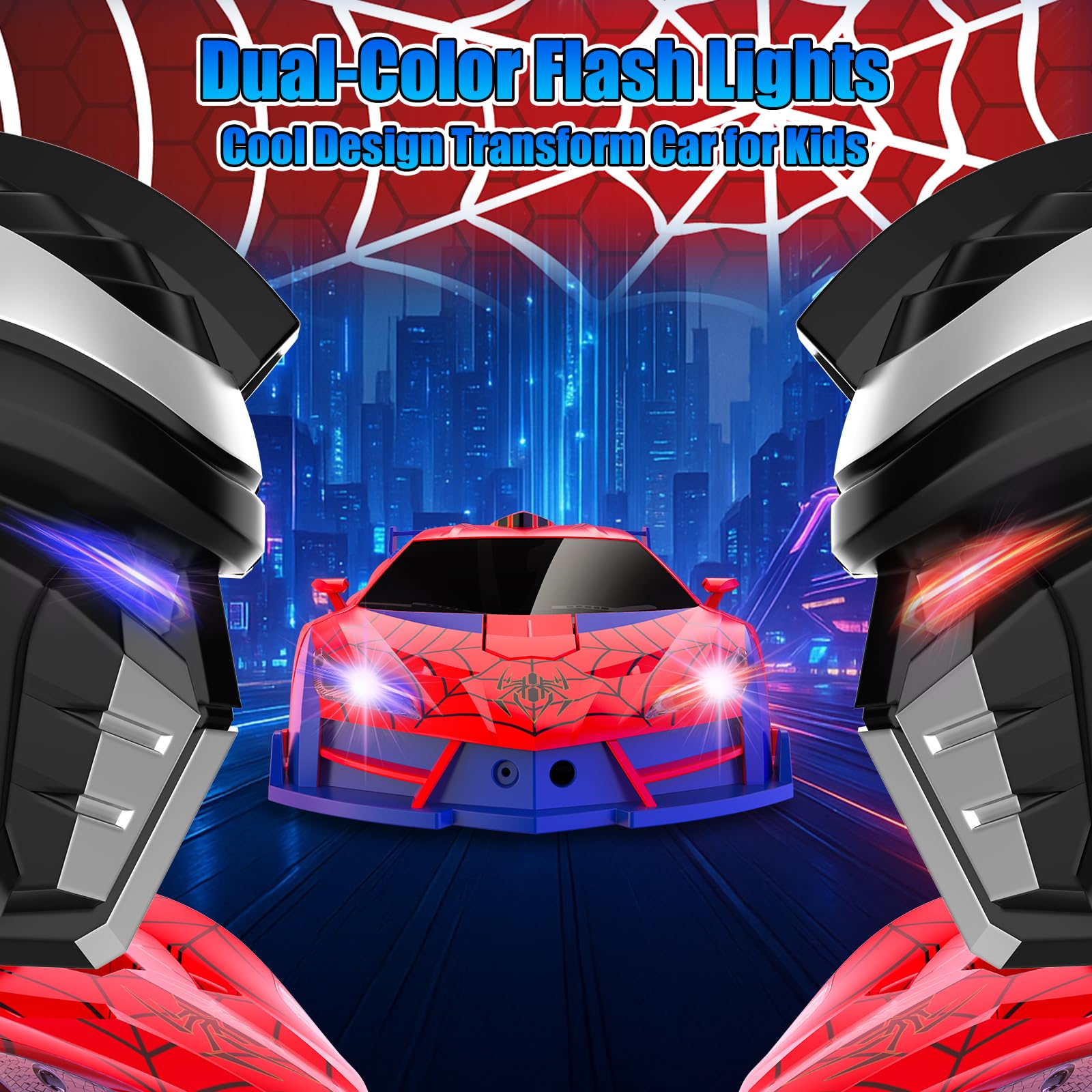JMOROCR Spider Transform ABS materials tag underlines kid-safe durability.