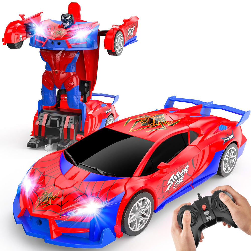 JMOROCR Spider Transform car front view with dual colors for dynamic daytime play.