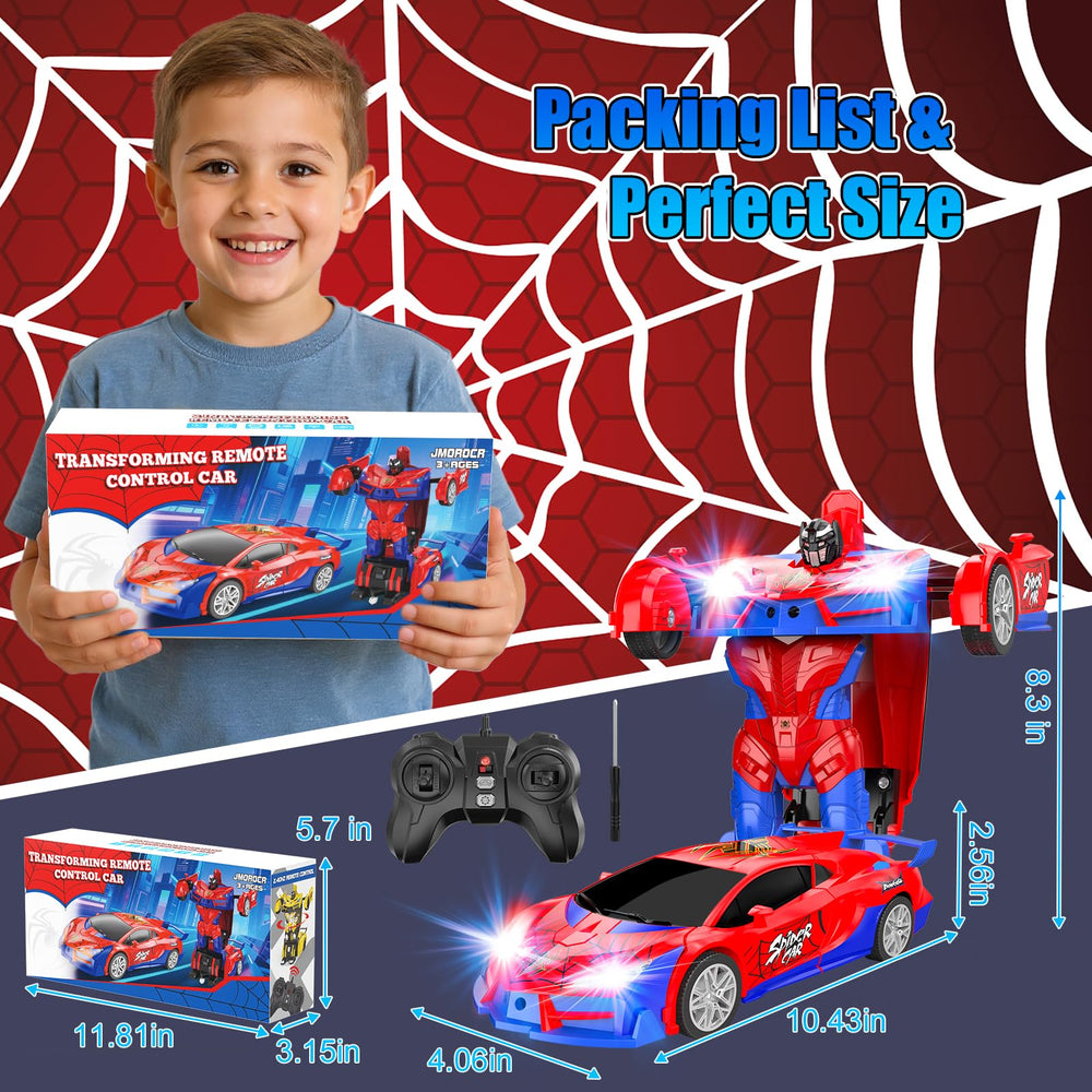 JMOROCR Spider Transform remote control shot emphasizing precise 2.4GHz control.