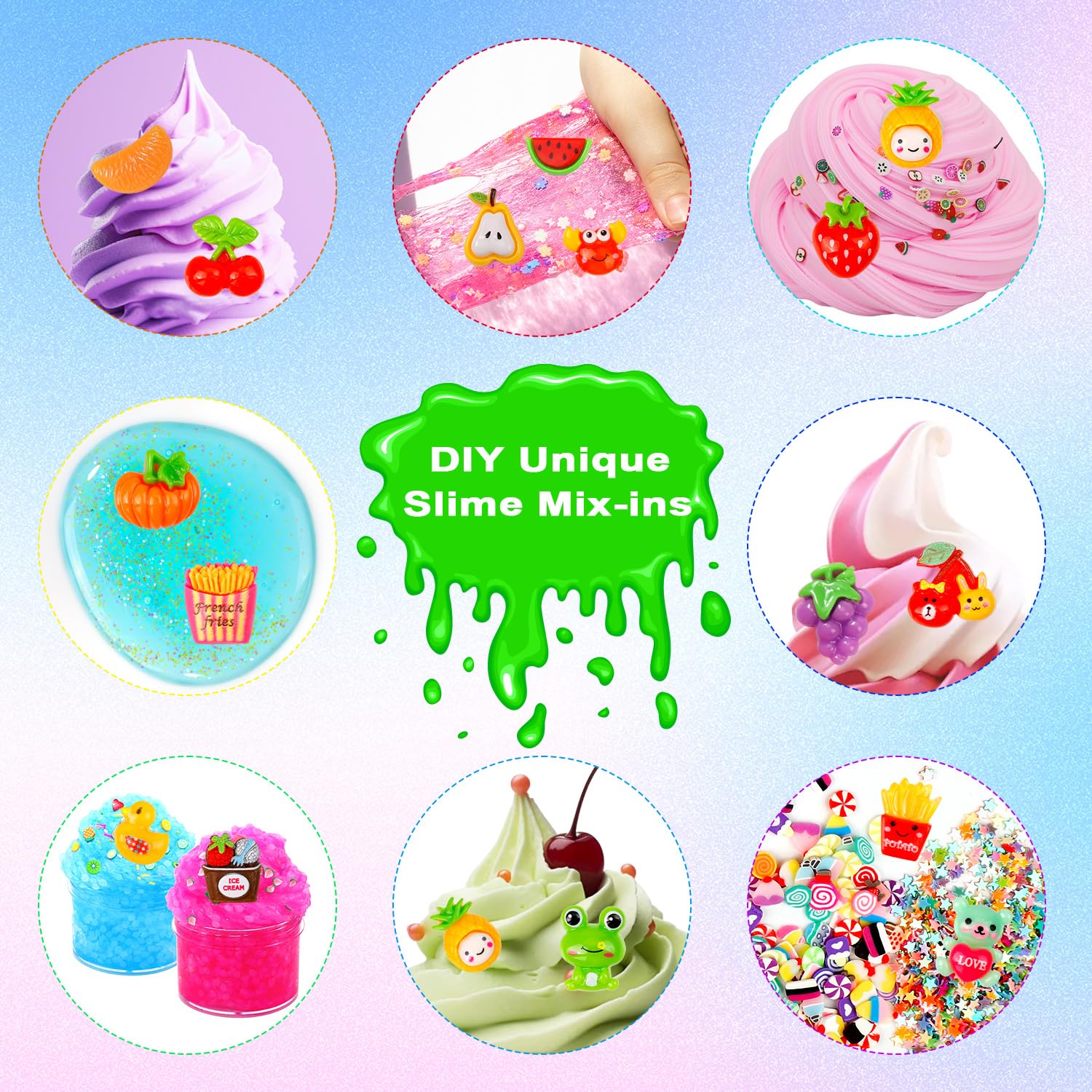 JMUQ jars for slime storage and easy mixing during crafts.